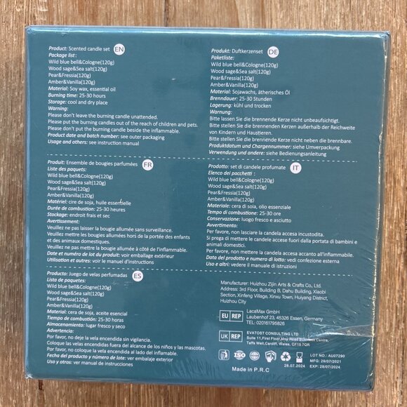 ELEANORE'S DIARY Scented Candles SET OF 4 Different Scents 100% Soy Wax NEW - Picture 2 of 3